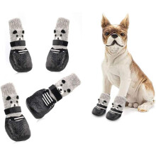 Hundepfotenschutz, hochelastische, gestrickte Hundesocken mit rutschfester Gummisohle für den Innen- und Außenbereich, Allwetterschutz, weiche