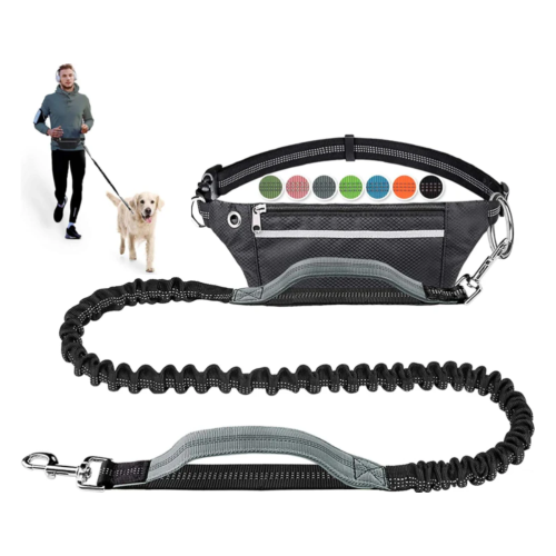 Ανθεκτικό λουρί σκύλου Bungee Hands-Free, πολλαπλής χρήσης με ρυθμιζόμενη ζώνη μέσης και