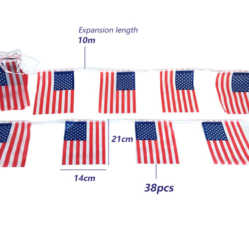 Rectangle Flags For Patriotic Decorations, USA Flags With Double-Sided Printed Design, American String Banner Featuring Wind/Rain Resistant Polyester 1