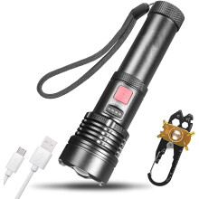Szuperfényes zseblámpák, 1500 lumenes LED taktikai zseblámpa állítható fókusszal és katonai minőségű anyaggal, IP56 vízálló,