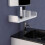 Elegant White Floating Shelf, Wall Mounted Damage-Free Plastic Storage Solution for Various Rooms, Featuring Automatic Drainage System and Minimalist 4