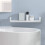 Elegant White Floating Shelf, Wall Mounted Damage-Free Plastic Storage Solution for Various Rooms, Featuring Automatic Drainage System and Minimalist 3