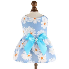 Robe adorable pour chiots femelles, tenue légère et douce pour animaux de compagnie avec joli nœud et boutons-pression réglables, robe de