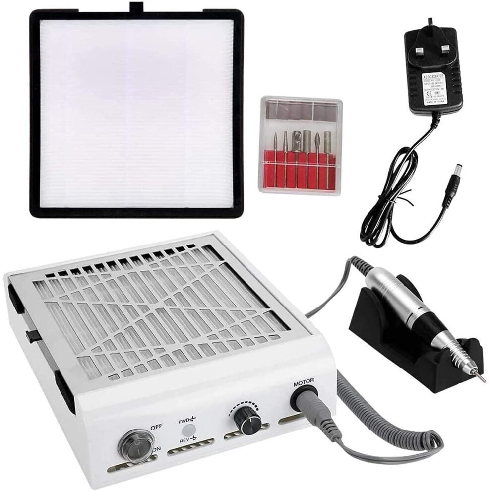 Nail Dust Collector with 30000RPM Electric Nail Drill, Strong Suction, Low Noise Manicure Kit