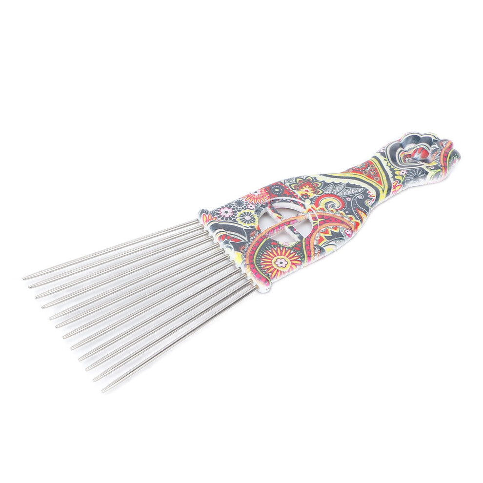Stainless Steel Hair Pick Comb for Curly Hair with Ergonomic Grip Handle and Smooth Curl Detangling (K2)