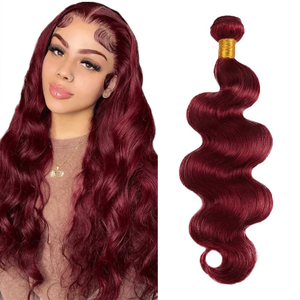 99J Burgundy Brazilian Body Wave Human Hair Bundles Wine Red Virgin Weave 22 Inch for Black Women