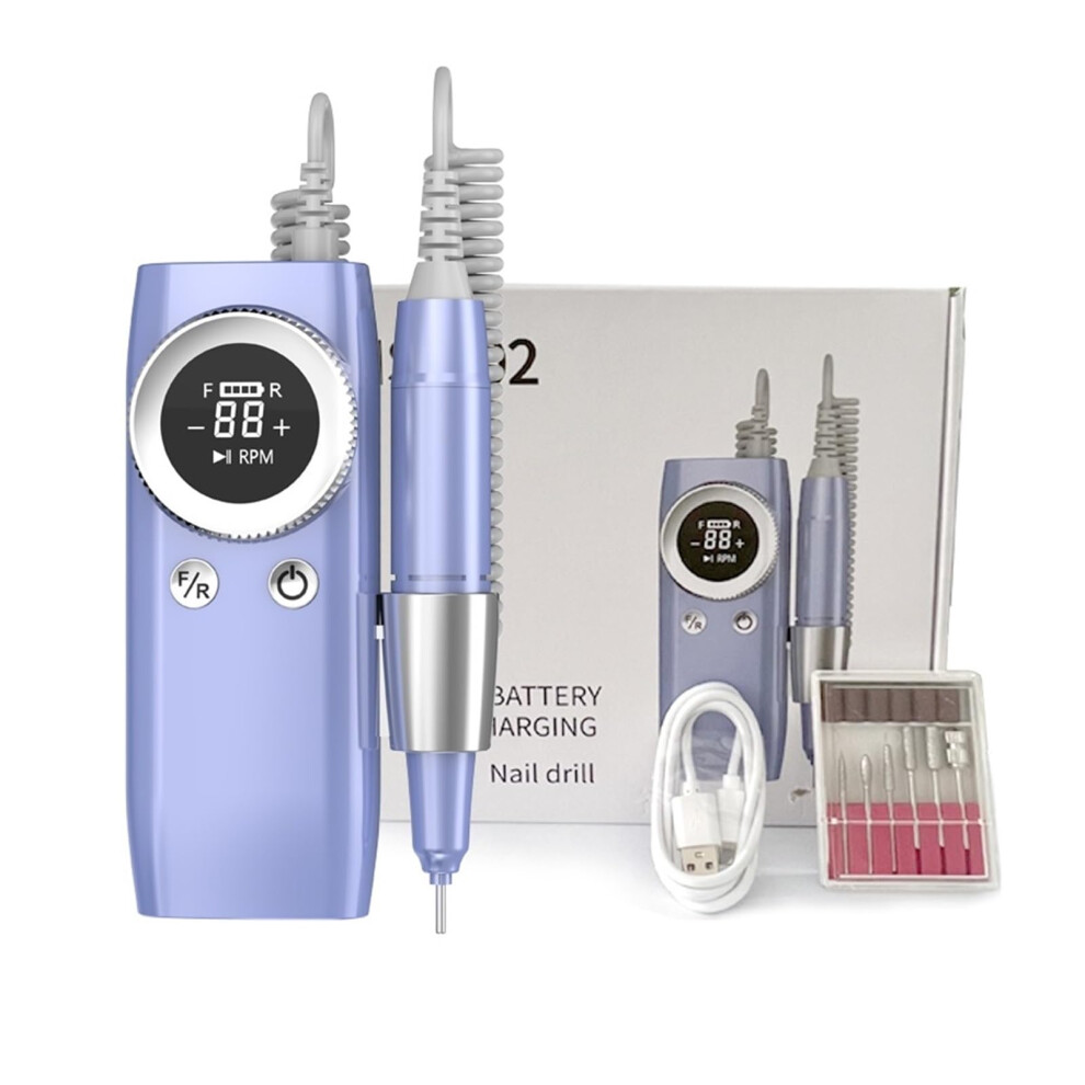 Electric Nail Drill 45000RPM Brushless Rechargeable with LCD Display for Manicure and Pedicure