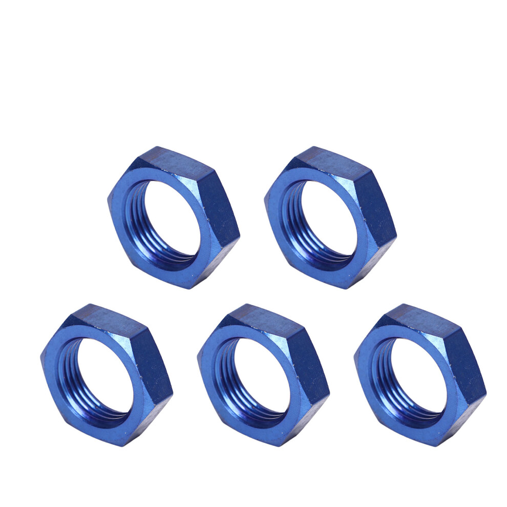 5 Pcs An8 Female Locking Hex Nut Metal Alloy Fitting Adapter Blue 9341381085523