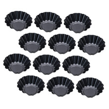 12pcs Non Stick Chrysanthemum Tart Molds Carbon Steel Cupcake Tins Easy Clean for Baking