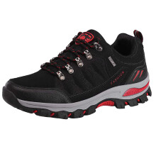 Men's Hiking Shoes with Thick Sole, NonSlip Outdoor Trekking Trainers, Breathable Mountain Walking Sneakers UK 10 Red
