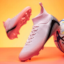 (7066C-fen, 38) Mens Football Boots Firm Ground FG Soccer Cleats Professional Athletic Training Shoes for Outdoor