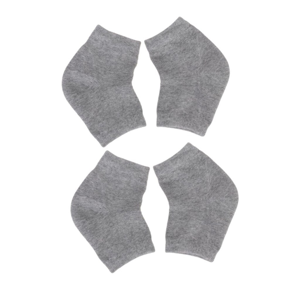 Grey 2 Pairs Moisturizing Gel Heel Socks For Women, Deep Hydration And Heel Ankle Length