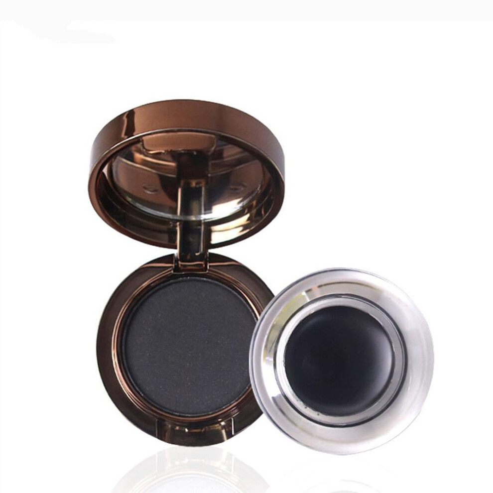Brown Eyeliner And Eyebrow Kit Waterproof Longlasting Gel And Brow Powder With Dualended Brush Dark