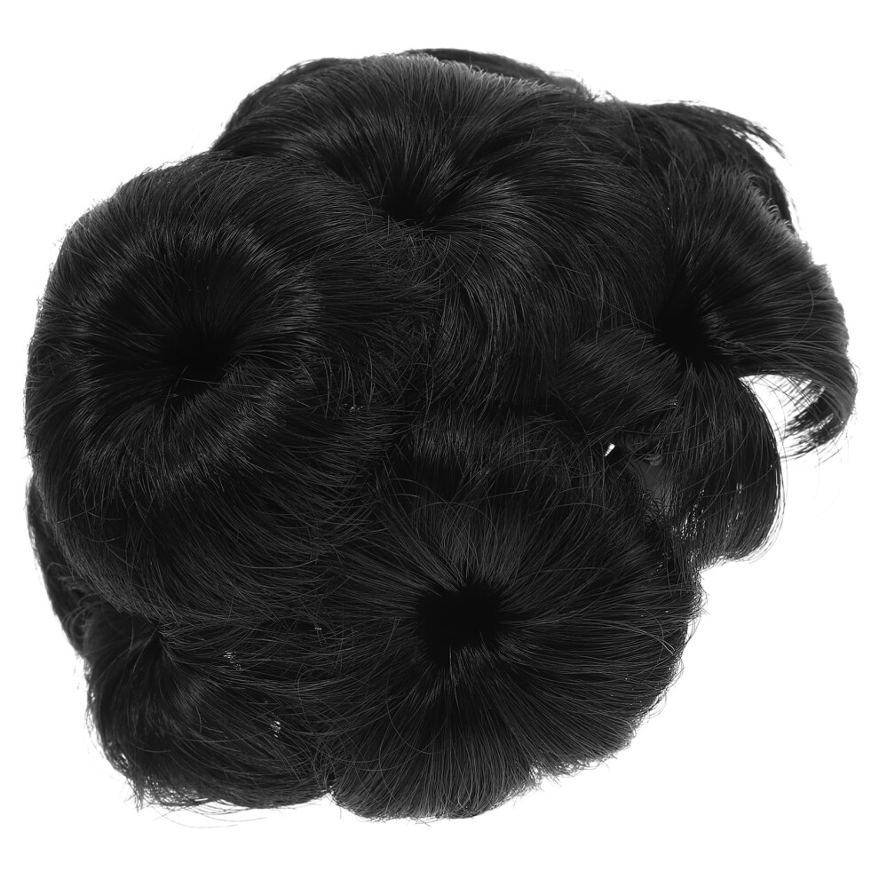 Hair Bun Extension with Jaw Clip  Natural Black Chignon Hairpiece for Women Bridal Updo