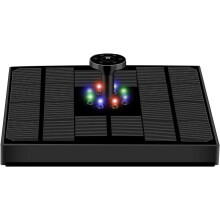 Fonte de água solar com luzes LED coloridas, bomba flutuante que permite posicionamento versátil, peça decorativa para qualquer jardim.