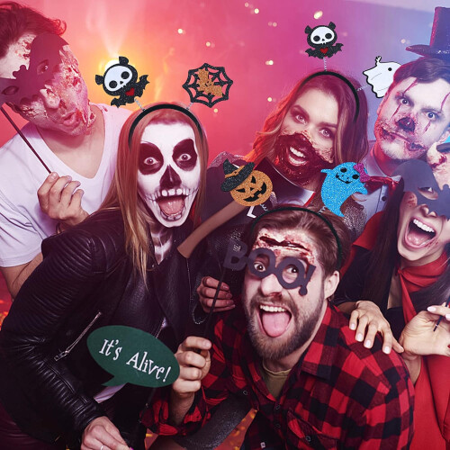 Universal Headshirt για πάρτι Halloween με θέμα αράχνες και σκελετούς, στεφάνι μαλλιών από 2