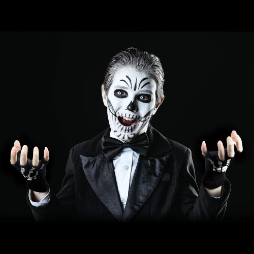 Πλεκτά γάντια σκελετού για το Halloween, διατηρήστε τη ζεστασιά και το στυλ με 2