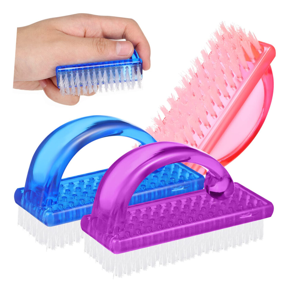 6pcs Plastic Nail Cleaning Brush with Comfortable Grip Handle for Manicure and Travel Use