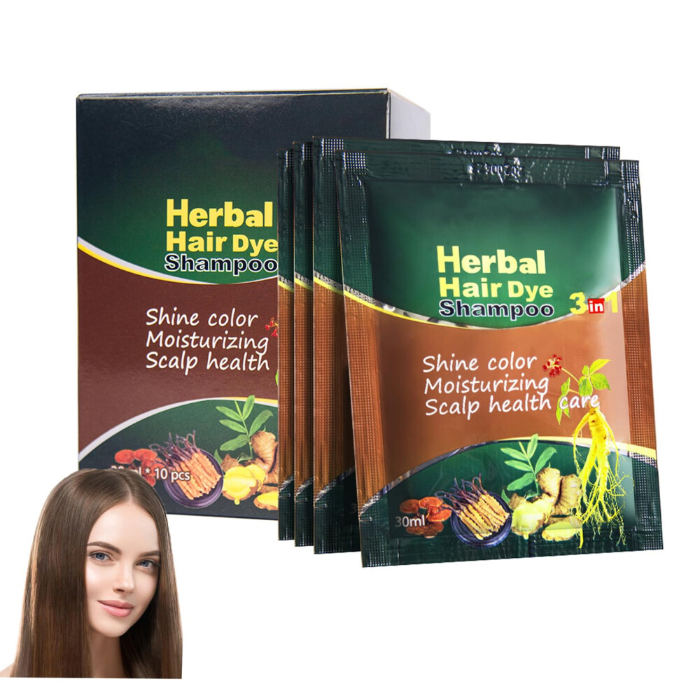 Brown Chestnut 3 In 1 Hair Dye Shampoo With Herbal Extracts For Longlasting Gray Coverage