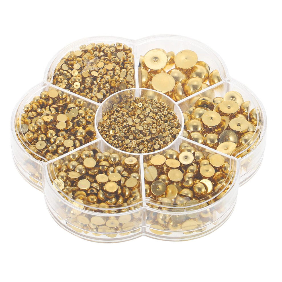 Gold/Silver Nail Art Pearls Mini Half Round Pearls Easy Nail Application Flatback Craft Decoration