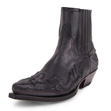 Men's Cowboy Boots Retro Leather Square Toe Western Ankle Boots with Buckle Strap 40 EU Black