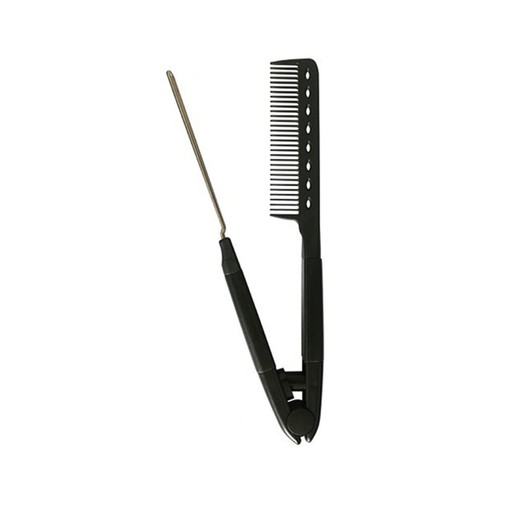 Unisex Hair Straightening Comb With Vshaped Teeth For Fast Salon Styling, Stainless Steel, Travelfriendly