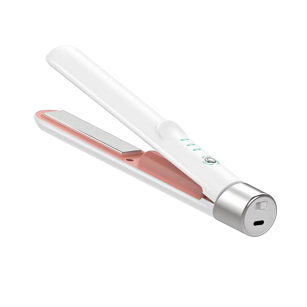 White Cordless Hair Straightener And Curler 2 In 1 With Fast Heating Ceramic Plates, Adjustable Temperature,