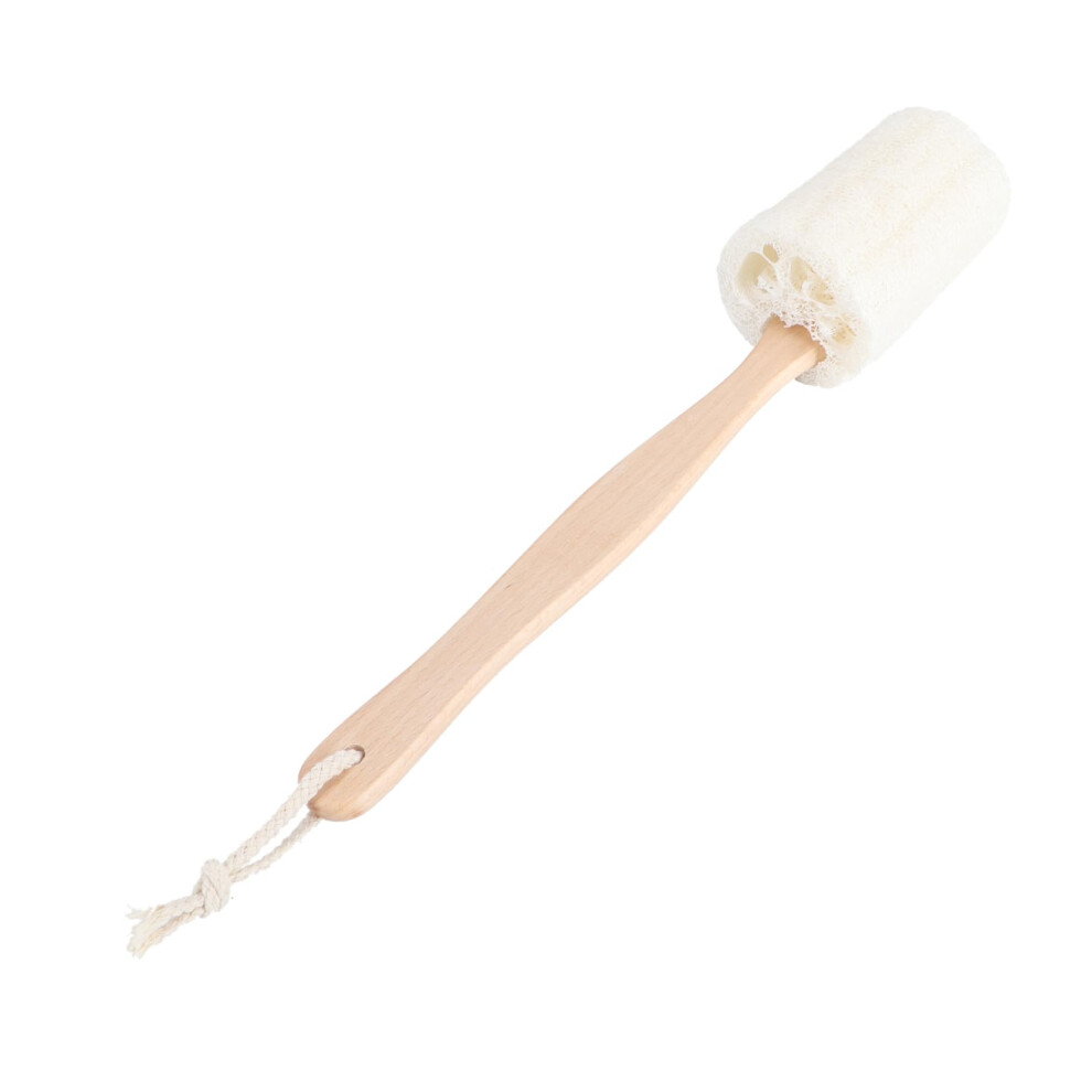 Loofah Back Scrubber with Long Wooden Handle for Gentle Skin Exfoliation and Smooth Bathing