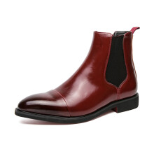 Men's Chelsea Boots Faux Leather Lightweight SlipOn Elastic Dress Ankle Boots Red UK 10
