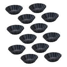 12pcs NonStick Carbon Steel Tart Pans Chrysanthemum Shape Reusable Baking Molds for Egg Tarts Cupcakes Muffins