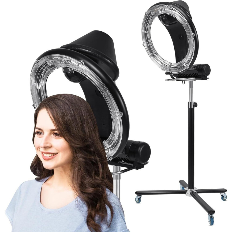 Adjustable Hooded Hair Dryer with Timer for Salon and Home, Infrared Standing Hair Dryer