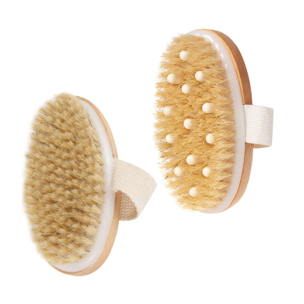2Pcs Boar Bristle Bath Brush for Deep Exfoliation and Gentle Skin Massage with Ergonomic Grip