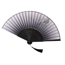 Leque dobrável com armação de bambu, leque portátil para homens e mulheres, leque de mão com design elegante e borla incluída, leque estilo