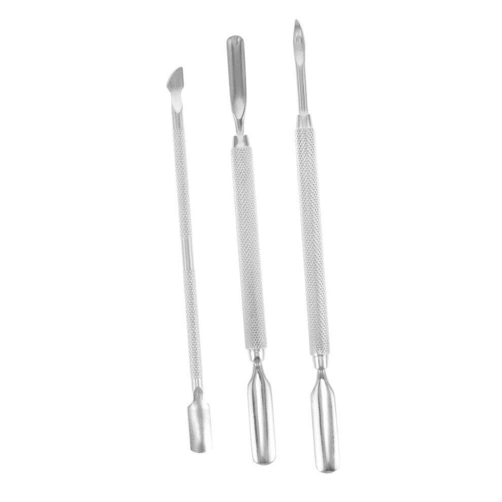 3pcs Stainless Steel Cuticle Pusher DualEnded Nail Scraper for Professional Manicure
