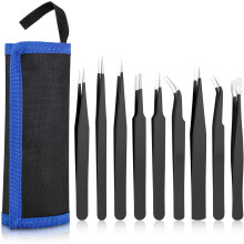 Conjunto de pinças de precisão profissionais, ferramentas antiestáticas em aço inoxidável, design ergonômico para reparo de eletrônicos,