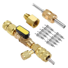 Outil d'installation et de démontage de noyau de vanne de CVC en laiton massif, double orifice 1/4-5/16", robuste en acier inoxydable pour une