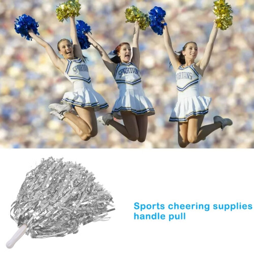 Πον Πον Cheer Premium με Λαβή, Χνουδωτά και Λαμπερά Μεταλλικά Πον Πον από Αλουμινόχαρτο 2