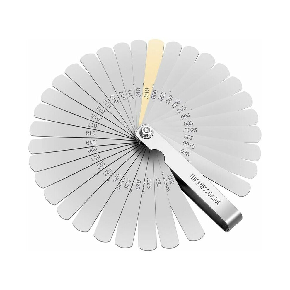 Dual Marked Metric Imperial Gauges, Steel Thickness Gauge For Precision Mechanics, 32 Blades Feelers With Anti-Rust Protection, Convenient Storage, 9423501426161