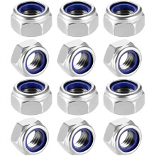 Tuercas de seguridad con inserto de nailon, Tuercas de seguridad M8 autoblocantes con inserto de nailon, Tuercas de seguridad hexagonales de acero