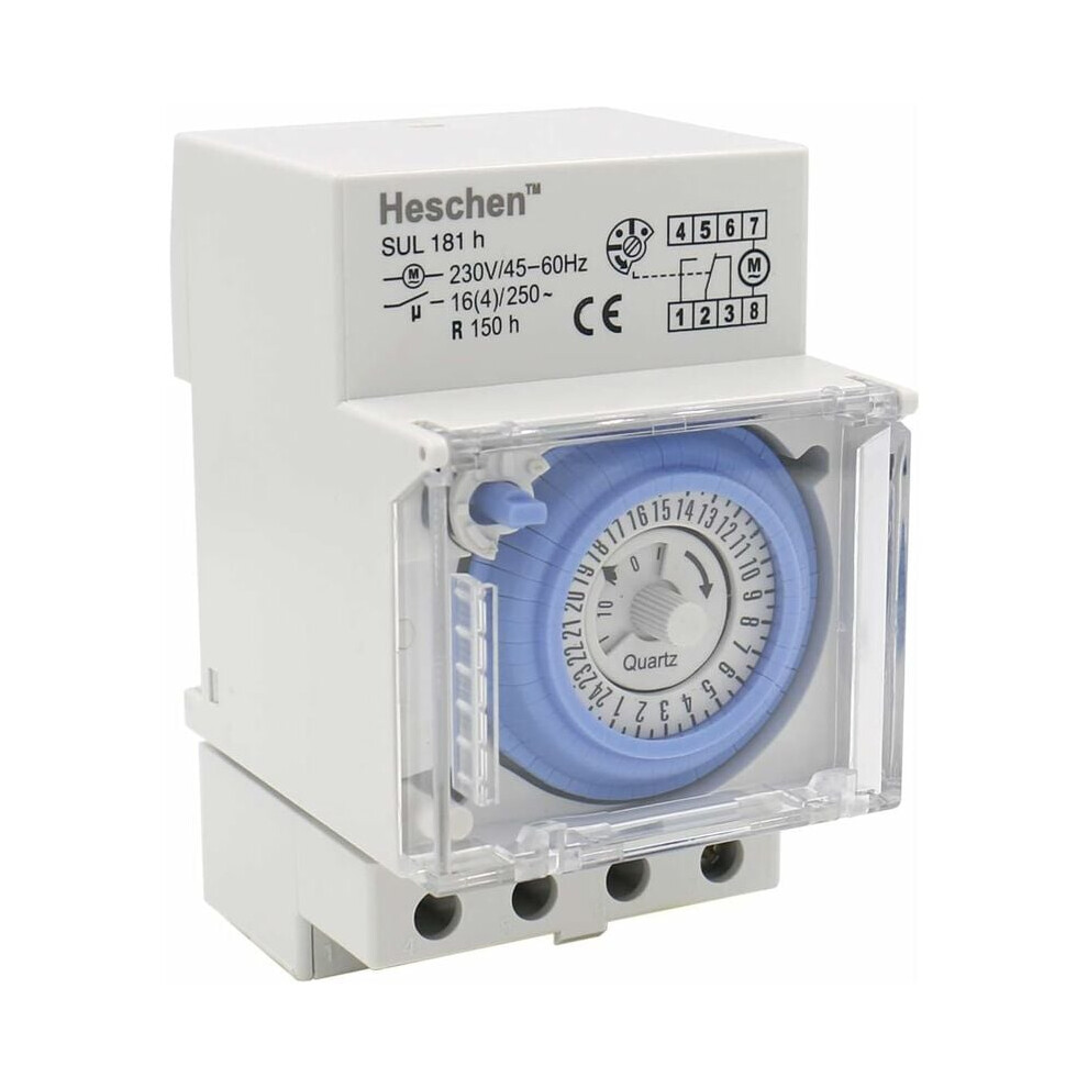 Mechanical Programmable Timer Switch For 24 Hour Control, Quartz Motor Driven Anti-Jamming Timer With Low Consumption And Energy Saving Features, 9448196979402