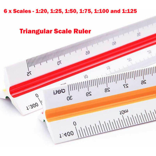 Drawing And Drafting Tool, Triangular Metric Scale Ruler With Light Black Marking, Offers Six Reduction Scales For Architects, Draftsmen, Students, 1
