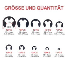 Agrafes en acier inoxydable, anneaux de retenue traités thermiquement pour une large gamme d'applications, assortiment d'agrafes polyvalentes avec