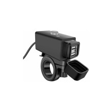 Präzises Design: Dual-USB-Ladegerät, wasserdichte Motorrad-Handyhalterung mit Akkuanzeige und separatem Ein-/Ausschalter für Outdoor-Abenteuer.