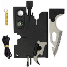 Herramienta esencial de supervivencia tipo tarjeta de crédito, herramienta de bolsillo EDC compacta con 18 funciones en 1, material duradero para