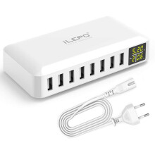 Chargeur USB multiport de nouvelle génération avec circuit intégré, protection contre les surtensions, prise européenne et entrée 100-240 V.