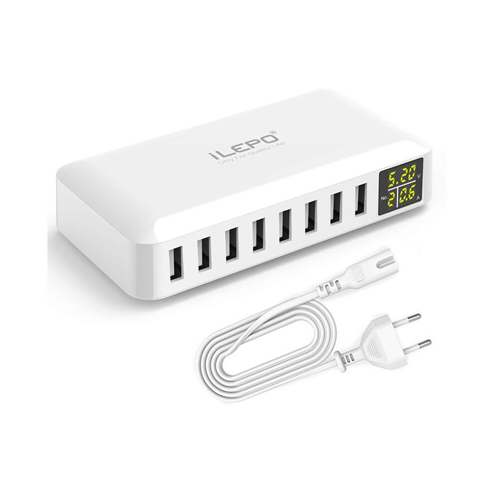 Ruioui 8-Port Smart Usb Charging Station With Intelligent Super-Fast Technology, Compact Body And Led Display Screen For Multiple Devices Globally 9169997638885