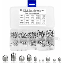 Hex Allen Head Socket Screw Assortment Kit, Wide Applications For Door Handles, Faucets, Light Fixtures, And More, 200Pcs Of Corrosion-resistant Grub
