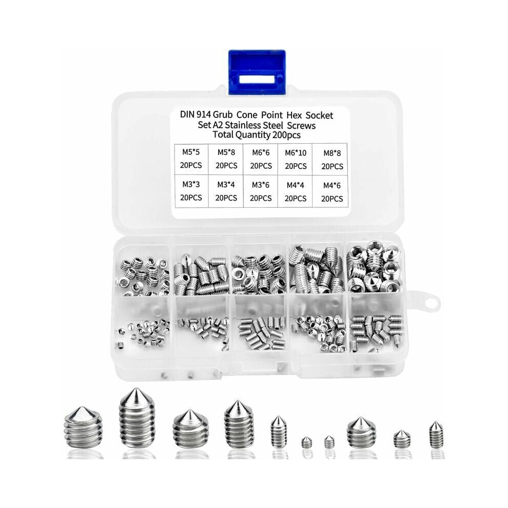 Grub Screws Assortment Kit, Corrosion-Resistant For Long-Lasting Performance, Easy To Store In A Convenient Box, Wide Applications In Household And 9358999113449