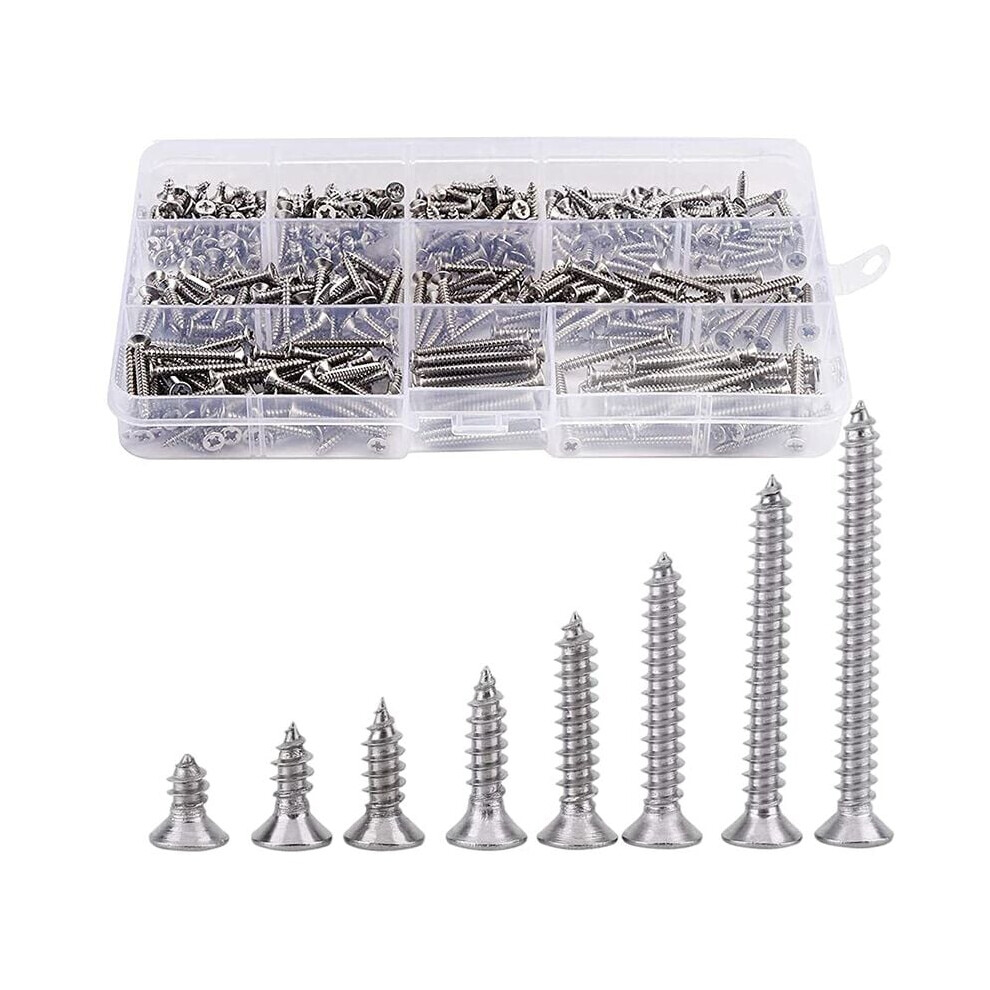 Elegant Woodworking Companions, 400Pcs 304 Stainless Steel Self Tapping Screws With Countersunk Head For Rustless Creations, Smooth Edges For 9433291296639