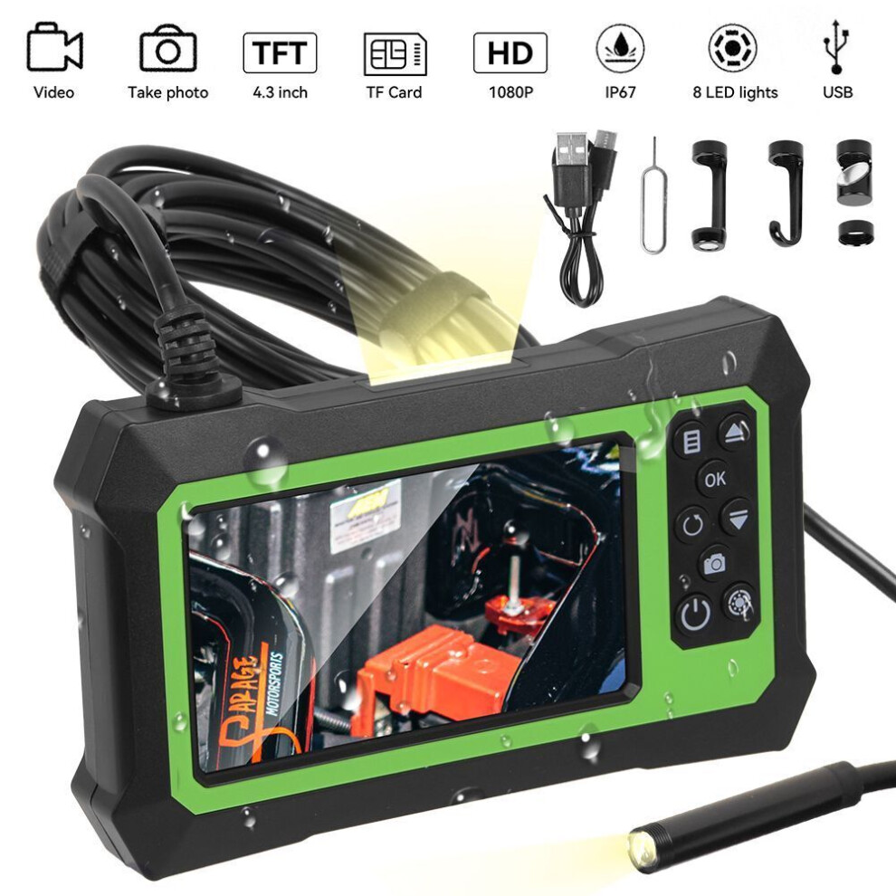 Endoscope Inspection Camera, 4.3-Inch 1080 Hd Display, Ip67 Waterproof Borescope With Wifi-Enabled Connectivity, Adjustable Led Lights, And Carrying 9358999128610